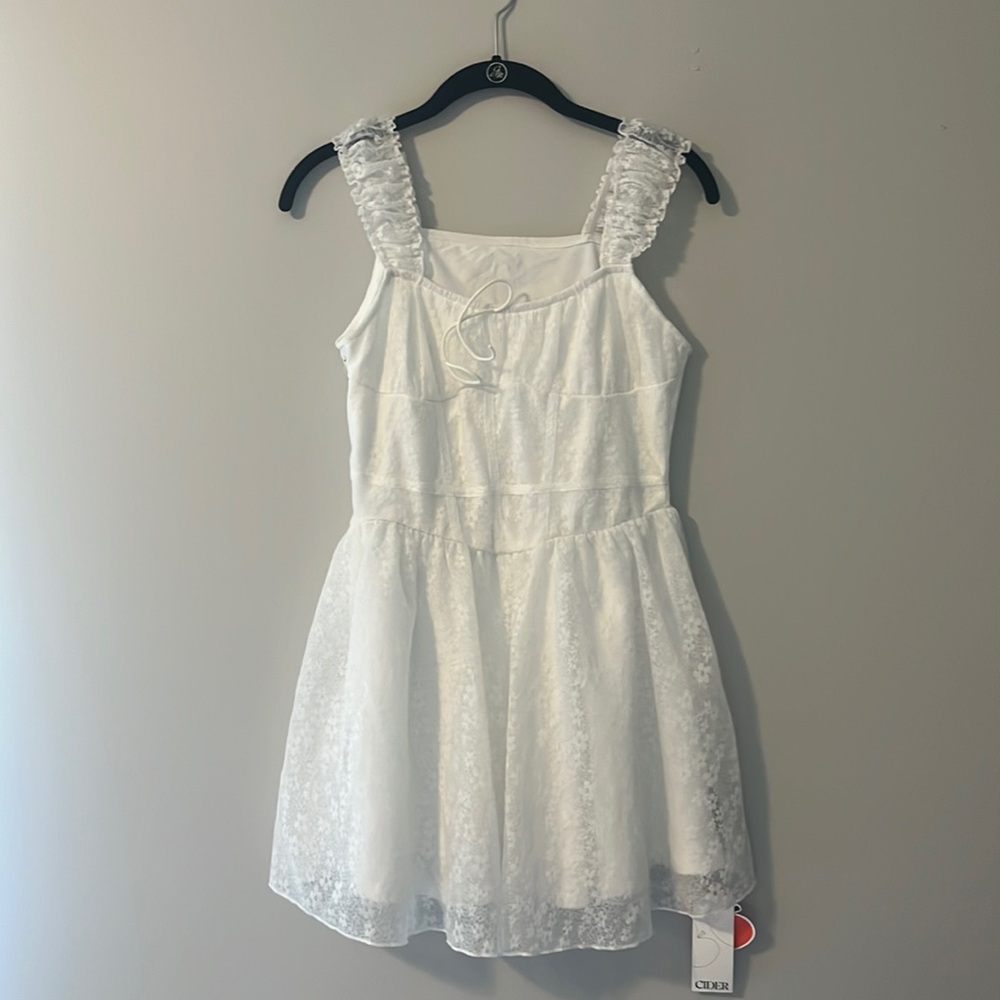 White Lace Corset Mini Dress